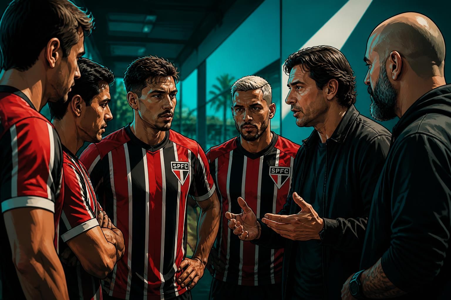 São Paulo une elenco e torcida no CT da Barra Funda