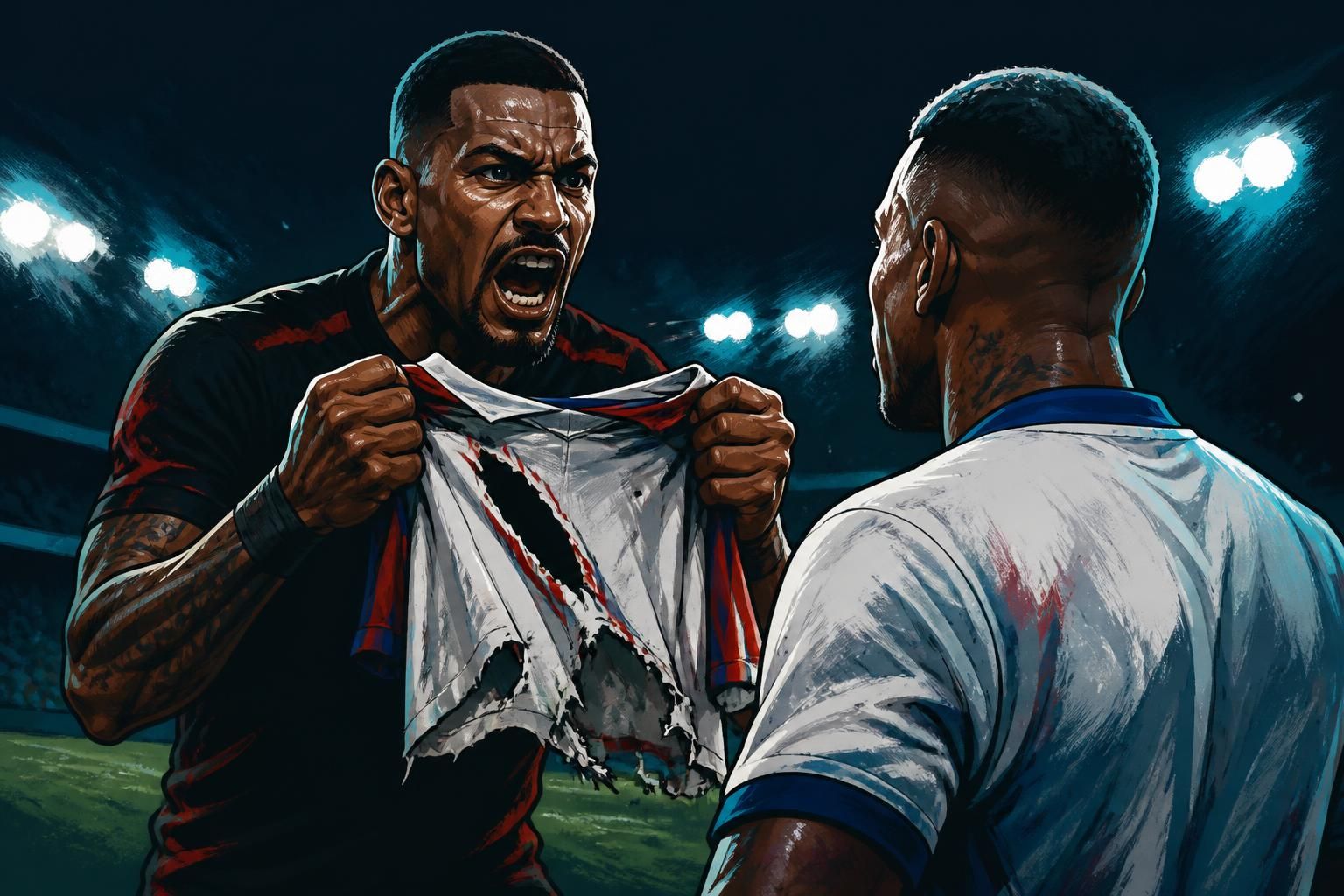 Cacá rasga camisa de Jean Lucas em clássico Ba-Vi
