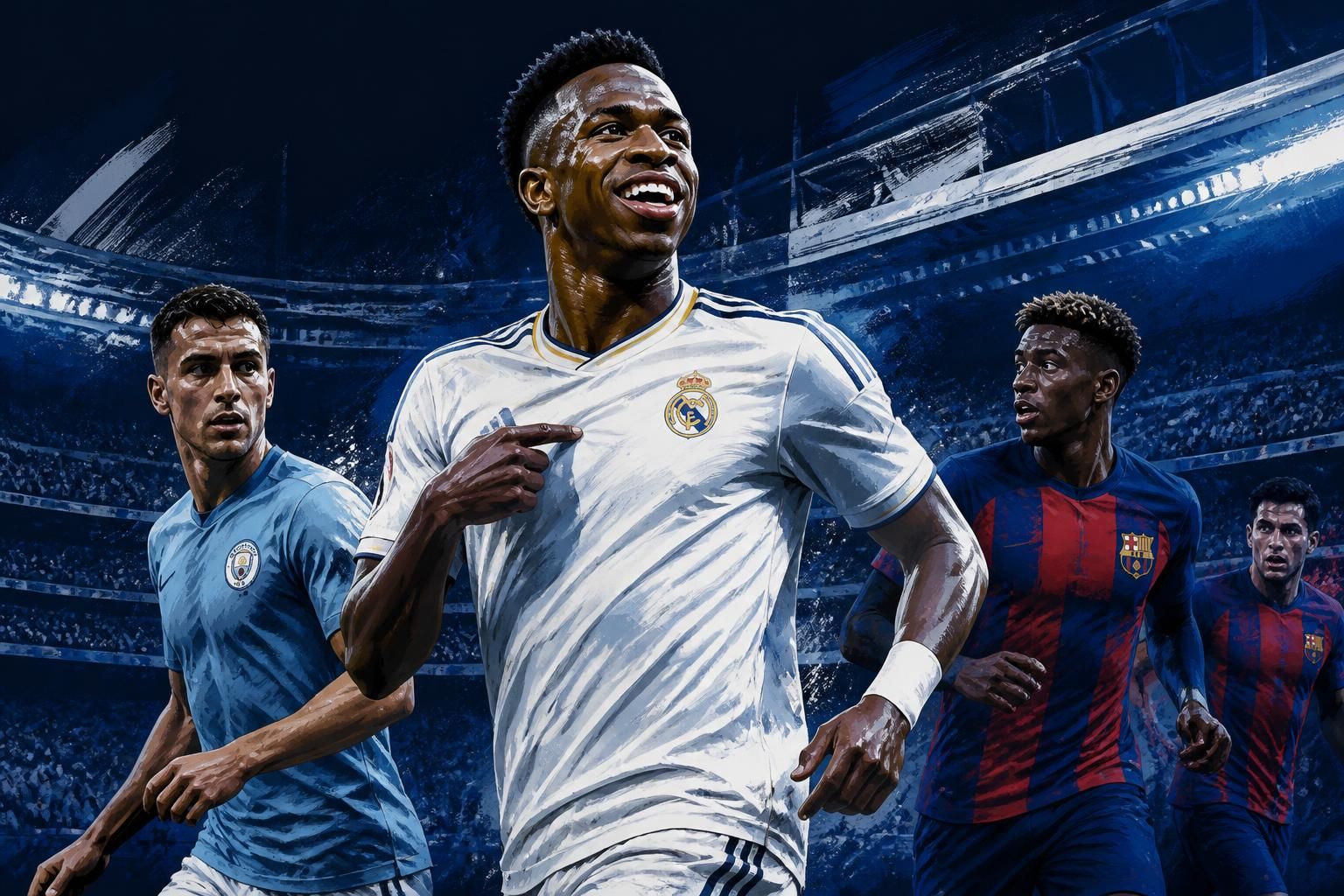 Vini Jr renova com Real Madrid e Barça disputa Rodri