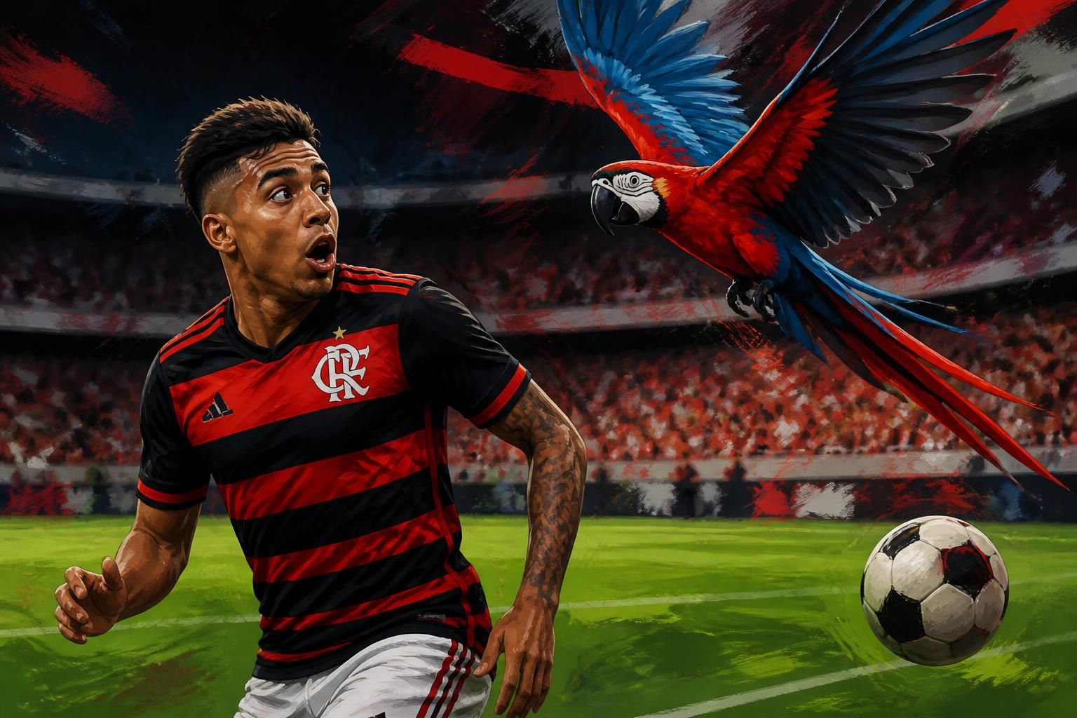 Arara ataca jogador do Flamengo em jogo da Copa do Brasil