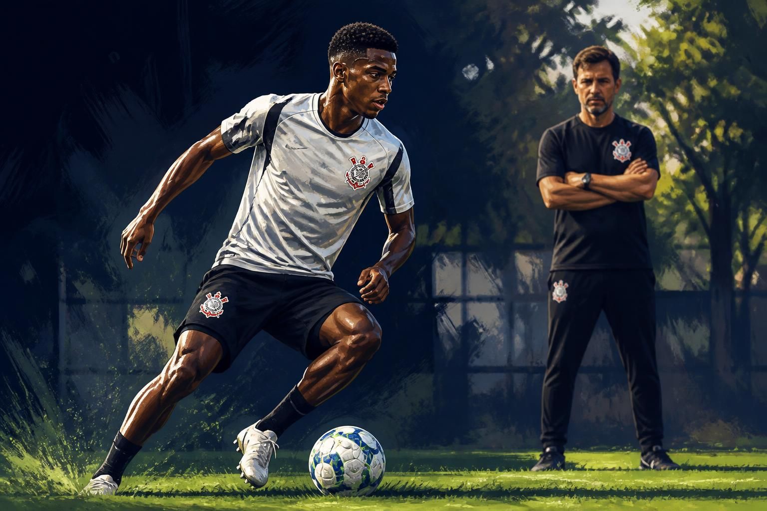 Maicon, joia do futsal, treina no campo do Corinthians